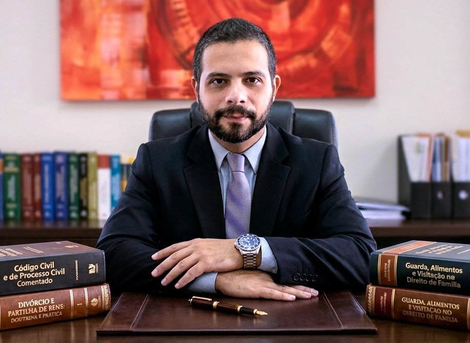 Rodrigo de Souza Miranda, advogado de família, com livros jurídicos